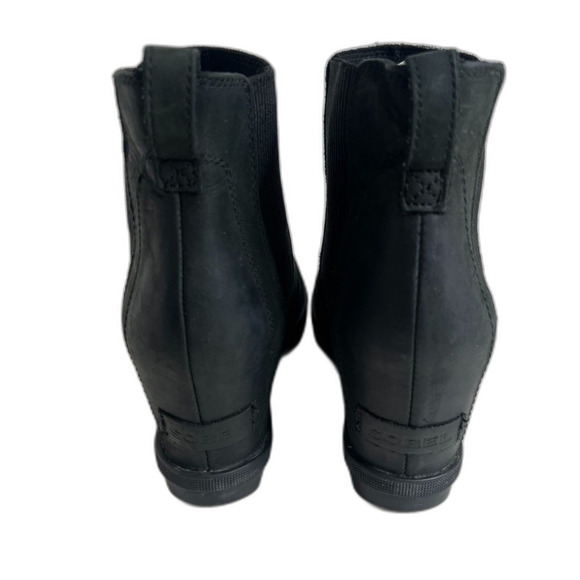 Sorel Women's Joan of Arctic Wedge Bootie Black Leather Ankle Boot Size 9 - Picture 4 of 10